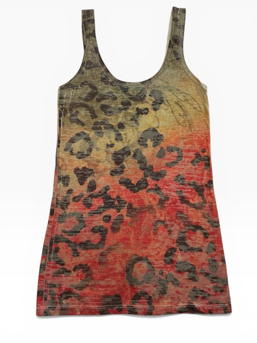Vintage HIP Leopard Print Sheer Burnout Tank Top - size Medium